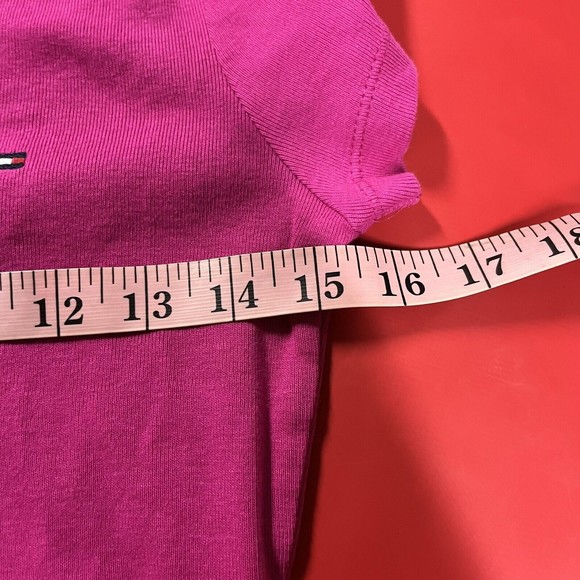 Tommy Hilfiger Womens Vintage Babydoll Tee Size S Pink Short Sleeve V-neck Y2K - Picture 5 of 6